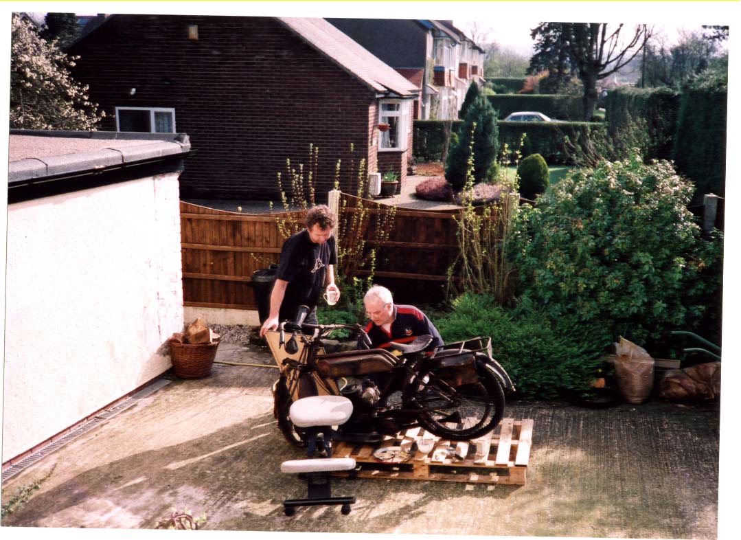 Mark Scale beginning the restoration of New Scale motorcycle