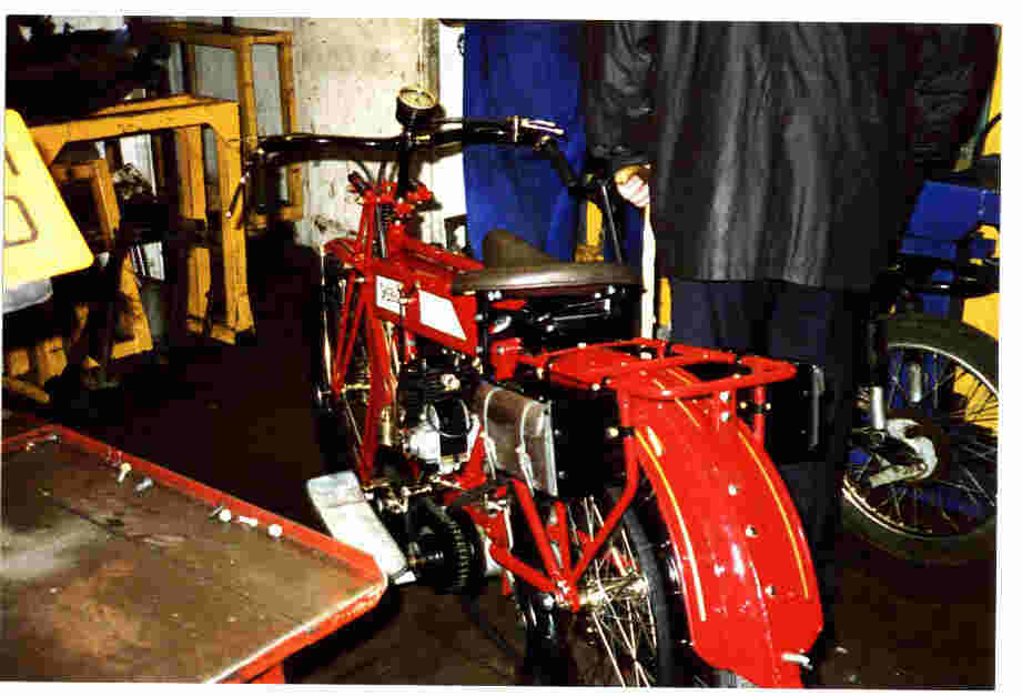 The New Scale 1919 motorcycle in the correct colours