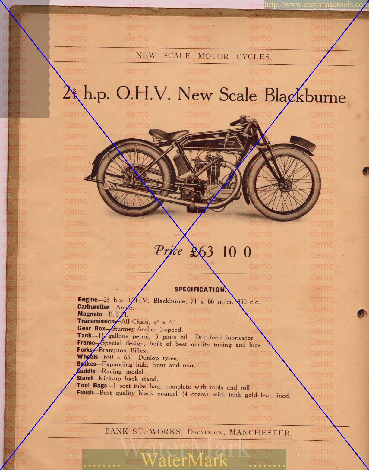 Advert for New Scale motorcycles